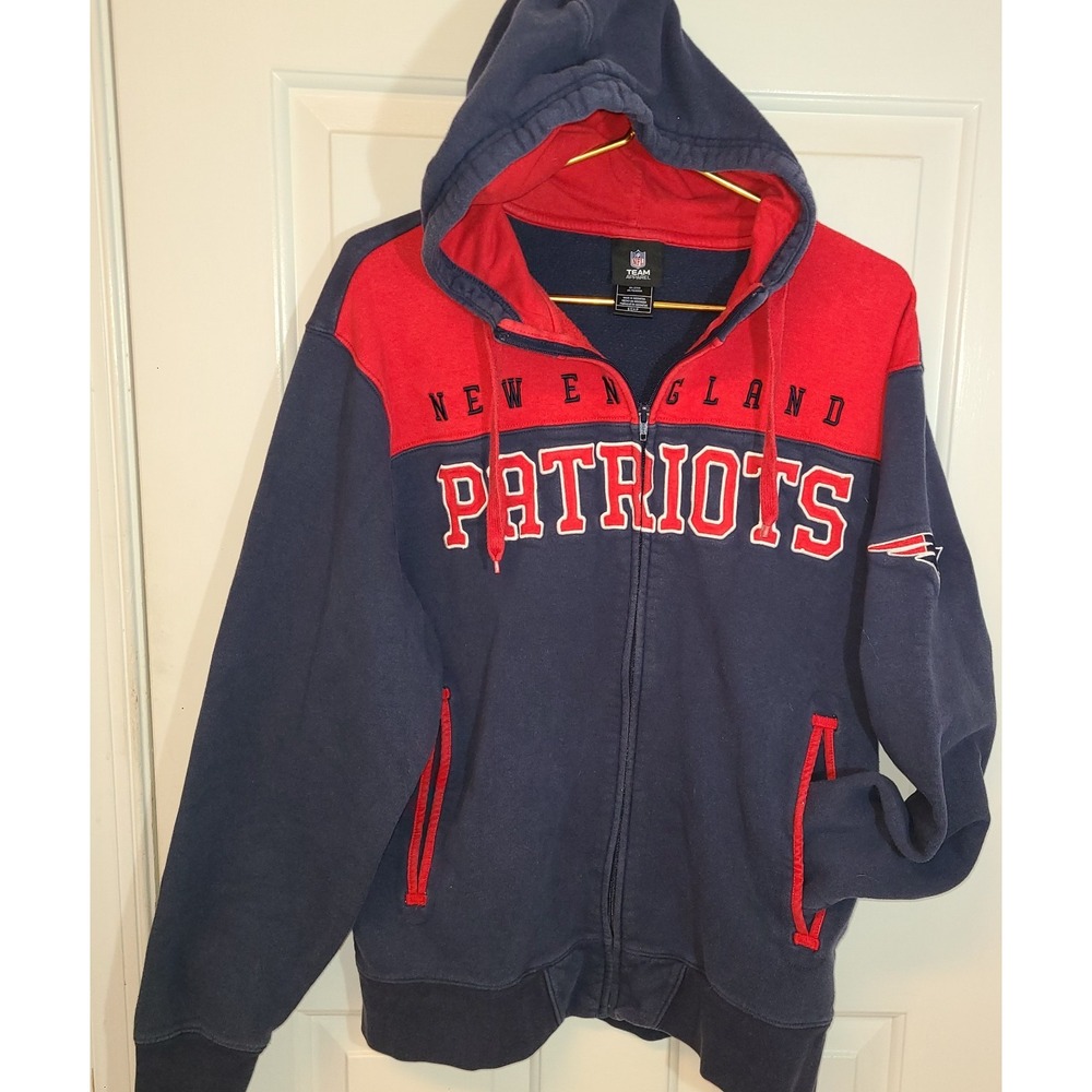 NFL New England Patriots Mens S Full Zip Hooded Sweatshirt Team Apparel Pockets